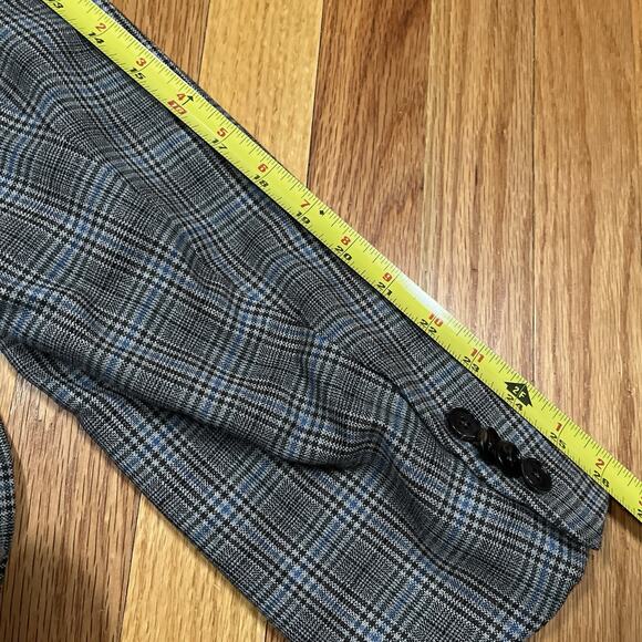 ISAIA Napoli 140s Wool Grey Glen Plaid Sport Coat 48R Blue Lining Italy 3-Button - Picture 9 of 11